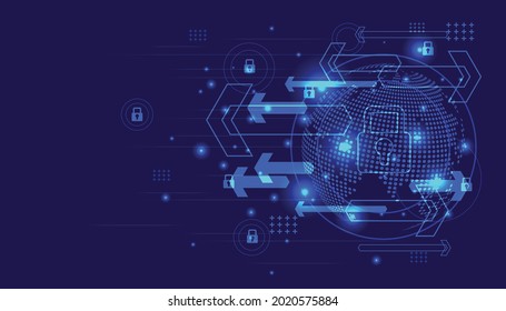Cyber security and information or network protection. Future technology background.