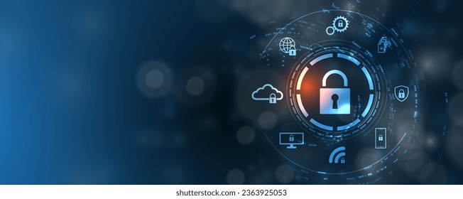 Cyber security and information or network protection. Future cyber technology web services for business and internet project