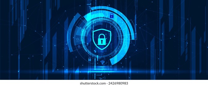 Cyber security and information or network protection. Future cyber technology web services for business and internet project, Vector Art.