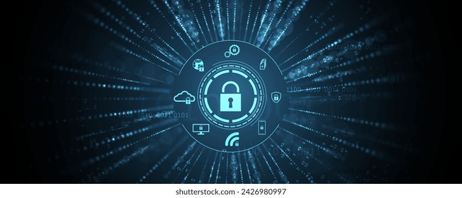 Cyber security and information or network protection. Future cyber technology web services for business and internet project, Vector Art.