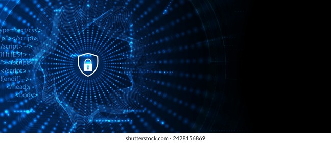 Ciberseguridad y protección de la información o de la red. Futuros servicios web de tecnología cibernética para empresas y proyectos de Internet. Arte vectorial.