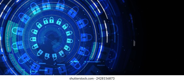 Cyber security and information or network protection. Future cyber technology web services for business and internet project. Vector Art.