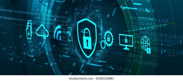 Cyber security and information or network protection. Future cyber technology web services for business and internet project. Vector Art.