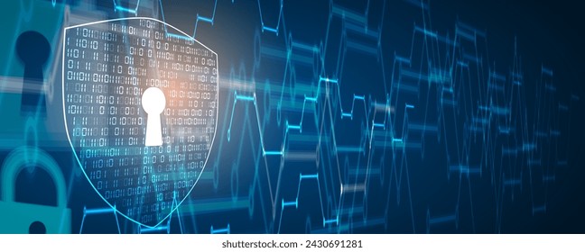 Ciberseguridad y protección de la información o de la red. Futuros servicios web de tecnología cibernética para empresas y proyectos de Internet, Vector Art.