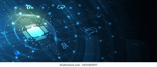 Cyber security and information or network protection. Future cyber technology web services for business and internet project. Vector Art.