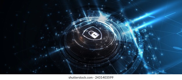 Cyber security and information or network protection. Future cyber technology web services for business and internet project. Vector Art.