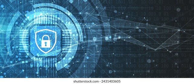 Cyber security and information or network protection. Future cyber technology web services for business and internet project. Vector Art.