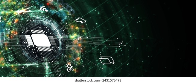 Cybersicherheit und Informationsschutz oder Netzwerkschutz. Zukünftige Cybertechnologie-Webdienste für Unternehmen und Internet-Projekte. Handgemachter Vektor.