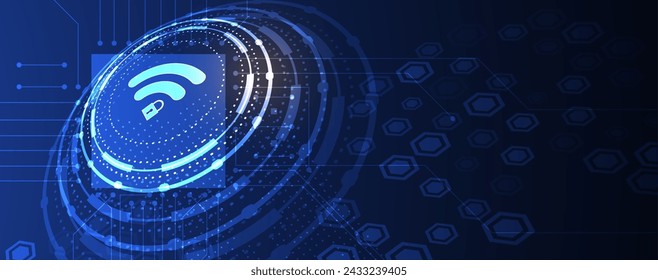Cyber security and information or network protection. Future cyber technology web services for business and internet project. Vector Art.