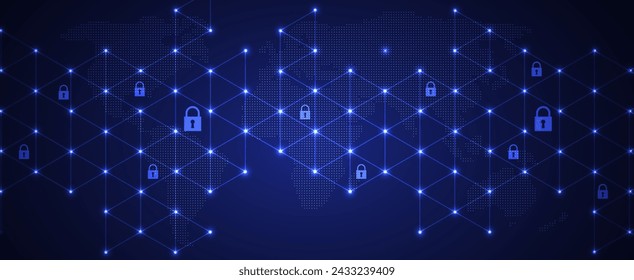 Cyber security and information or network protection. Future cyber technology web services for business and internet project. Vector Art.