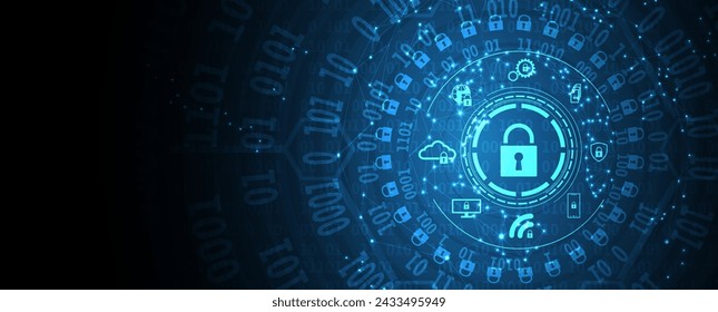 Cyber security and information or network protection. Future cyber technology web services for business and internet project. Vector Art.