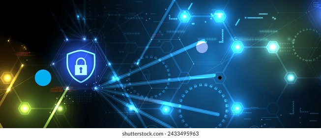 Cyber security and information or network protection. Future cyber technology web services for business and internet project. Vector Art.