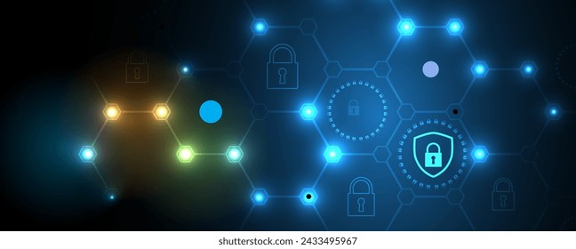 Cyber security and information or network protection. Future cyber technology web services for business and internet project. Vector Art.