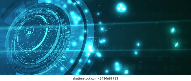 Ciberseguridad y protección de la información o de la red. Futuros servicios web de tecnología cibernética para empresas y proyectos de Internet. Vector de ilustración