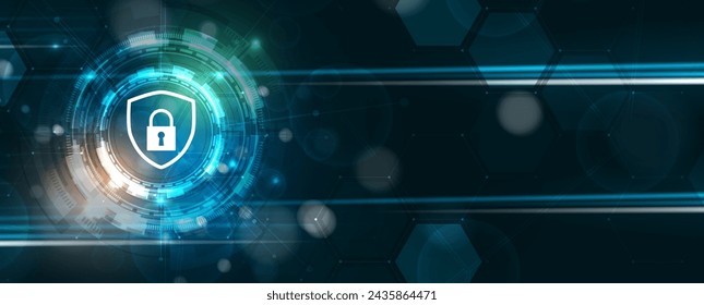 Ciberseguridad y protección de la información o de la red. Futuros servicios web de tecnología cibernética para empresas y proyectos de Internet. Vector de fondo.