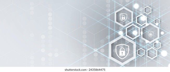 Ciberseguridad y protección de la información o de la red. Futuros servicios web de tecnología cibernética para empresas y proyectos de Internet. Vector de fondo.