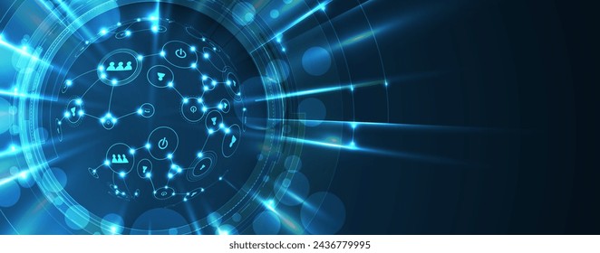 Ciberseguridad y protección de la información o de la red. Futuros servicios web de tecnología cibernética para empresas y proyectos de Internet. Arte vectorial.