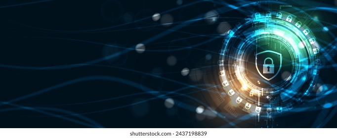 Cyber security and information or network protection. Future cyber technology web services for business and internet project. Vector Art.