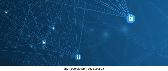 Cybersicherheit und Informationsschutz oder Netzwerkschutz. Zukünftige Cybertechnologie-Webdienste für Unternehmen und Internet-Projekte. In: Vector Art.
