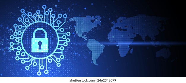 Cyber security and information or network protection. Future cyber technology web services for business and internet project