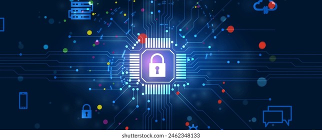 Cyber security and information or network protection. Future cyber technology web services for business and internet project