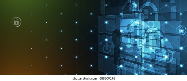 Cyber security and information or network protection. Future cyber technology web services for business and internet project