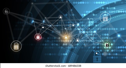 Cyber Security And Information Or Network Protection. Future Cyber Technology Web Services For Business And Internet Project