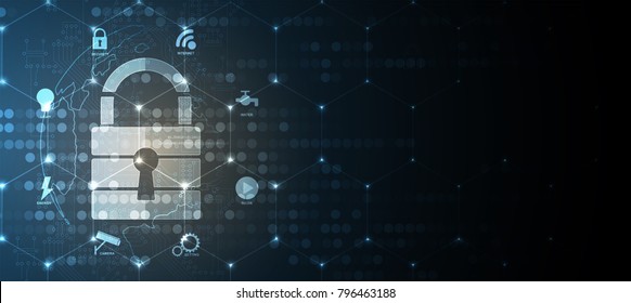 Cyber security and information or network protection. Future technology web services for business and internet project