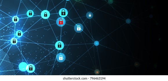 Cyber security and information or network protection. Future technology web services for business and internet project