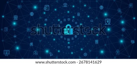 Cyber security and information or network protection. Future cyber technology web services for business and internet project