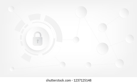 Cyber security and information protection concept : Lock symbol and link network protect your website, business, company information depicts the perfect defense.