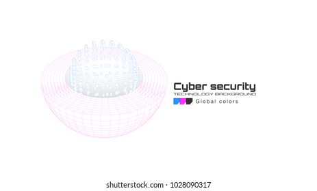 Cyber security and information protection. Protect mechanism, system privacy icon isolated on white. Cryptocurrency concept, information privacy idea, technology background. Vector illustration.