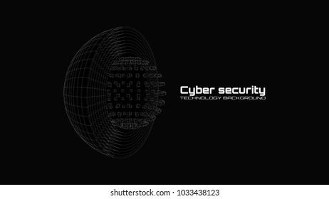 Cyber security and information protection. Protect mechanism, system privacy icon isolated on black background. Protection concept, information privacy idea, technology background. Vector illustration