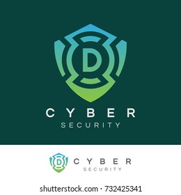 Cyber Security Initial Letter D Logo Design
