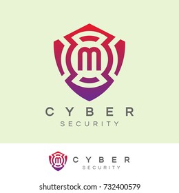cyber security initial Letter M Logo design