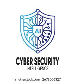 Logotipo de inteligencia de seguridad cibernética con escudo antiaéreo.