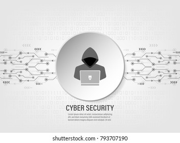 Cyber Security : Internet Hacker on binary code background

