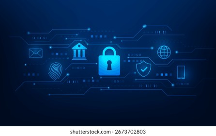 cyber security internet network technology background. shield lock shield database wallpaper. vector illustration fantastic technology. 