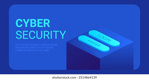 Conceito isométrico de cibersegurança. Antivírus, criptografia, proteção de dados na nuvem. Desenvolvimento de software. Internet segura. As informações on-line protegem. Plano de fundo vetorial de tecnologia digital.