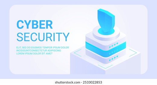 Concepto isométrico de seguridad cibernética. Antivirus, cifrado, protección de datos en la nube. Desarrollo de software. Internet de seguridad. Protección de la información en línea. Fondo de Vector de tecnología digital.