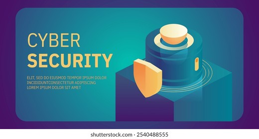 Concepto isométrico de seguridad cibernética. Antivirus, cifrado, protección de datos en la nube. Desarrollo de software. Internet de seguridad. Protección de la información en línea. Fondo de Vector de tecnología digital.