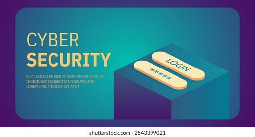 Conceito isométrico de cibersegurança. Antivírus, criptografia, proteção de dados na nuvem. Desenvolvimento de software. Internet segura. As informações on-line protegem. Plano de fundo vetorial de tecnologia digital.