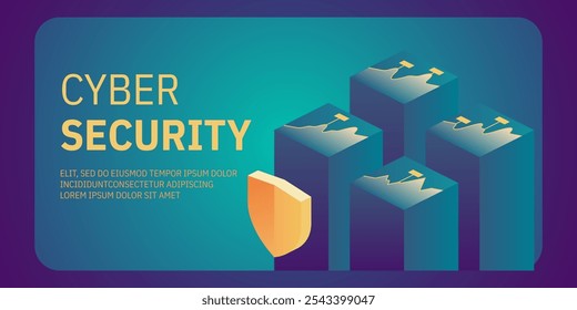 Conceito isométrico de cibersegurança. Antivírus, criptografia, proteção de dados na nuvem. Desenvolvimento de software. Internet segura. As informações on-line protegem. Plano de fundo vetorial de tecnologia digital.