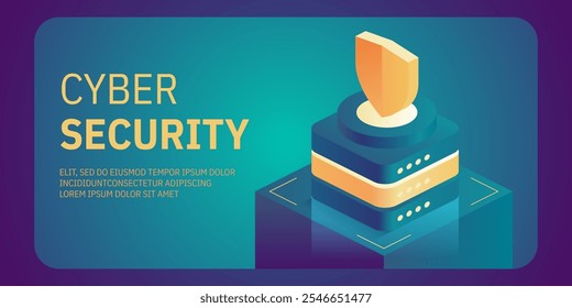 Cyber security isometric concept. Antivirus, encryption, cloud data protection. Software development. Safety internet. Online information protect. Digital technology vector background.