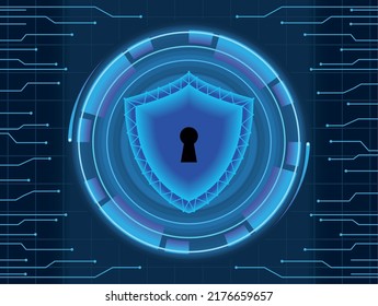 cyber security keyhole in shield poster