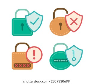 Cyber Security Keys Concept Illustration Set