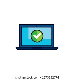 cyber security laptop detailed style icon vector illustration design