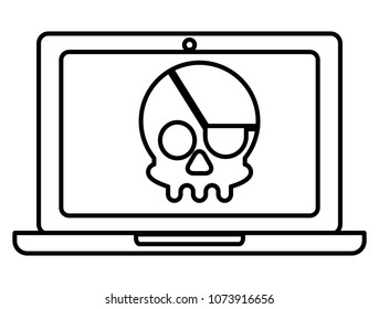 cyber security laptop device skull bone