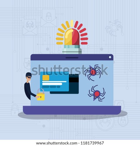 cyber security with laptop and hacker