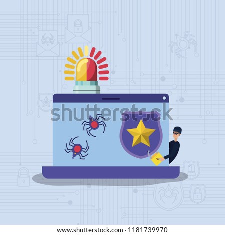 cyber security with laptop and hacker